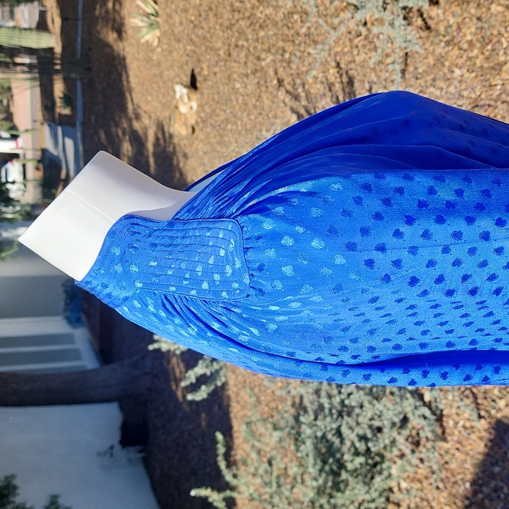 VINTAGE 1980s KOREA SAINT ROMEI Royal Blue Silk Dress 6 M Korean Fashion Wrap - Picture 11 of 16